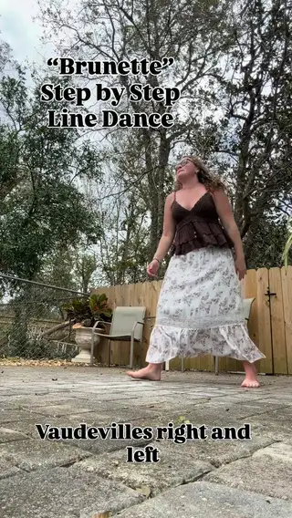Lydia demonstrating the Brunette line dance